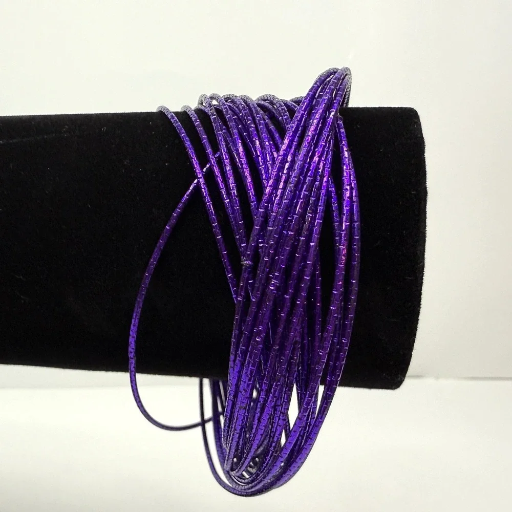 Purple Metallic Multi Link Bangle Bracelets Stackable Fashion Jewelry Size 7.5